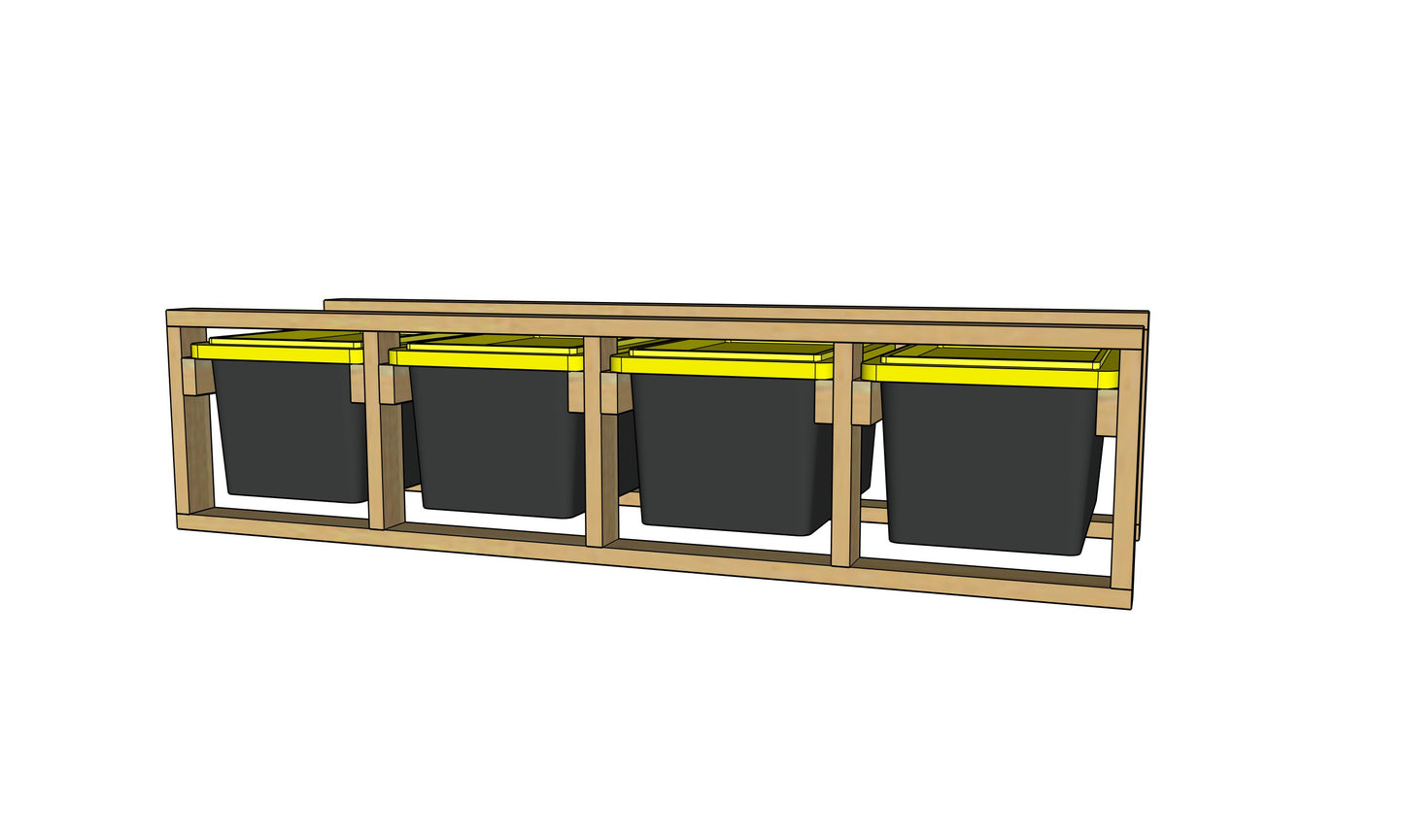 4 Tote Rack - 4 Column / 1 Row - Overall Dimensions: 19.750 H x 92.500 W x 30.250 D inches