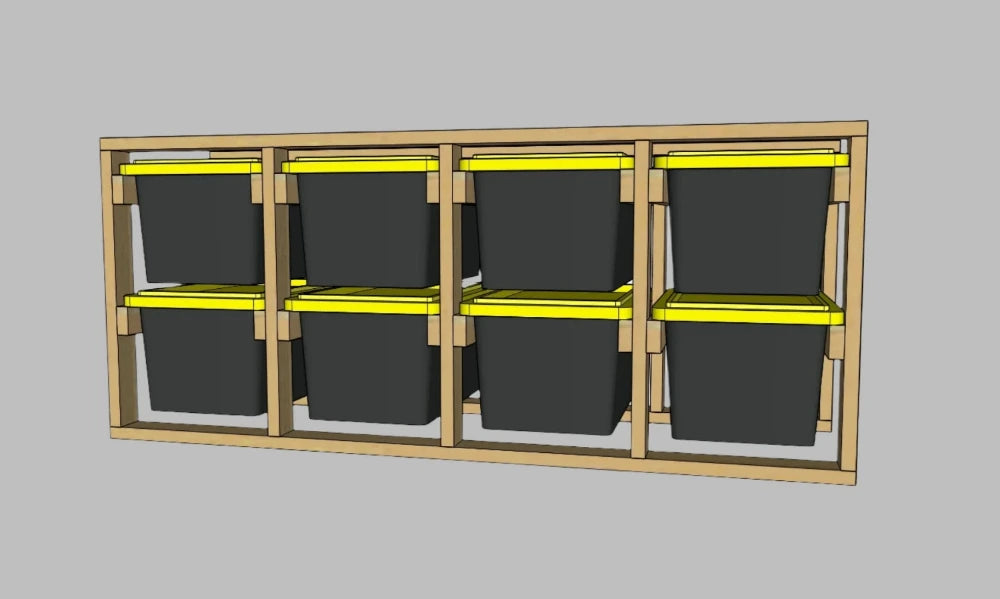 8 Tote Rack - 4 Column / 2 Row - Overall Dimensions: 19.750 H x 92.500 W x 30.250 D inches