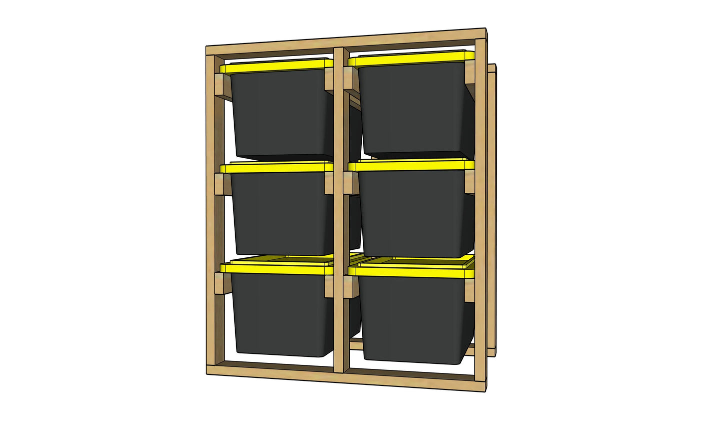 6 Tote Rack - 2 Column / 3 Row - Overall Dimensions: 51.250 H x 47.000 W x 30.250 D inches