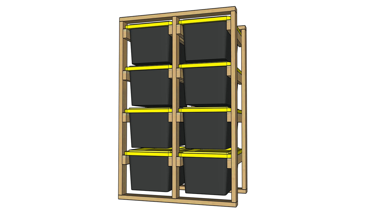 8 Tote Rack - 2 Column / 4 Row - Overall Dimensions: 67.000 H x 47.000 W x 30.250 D inches