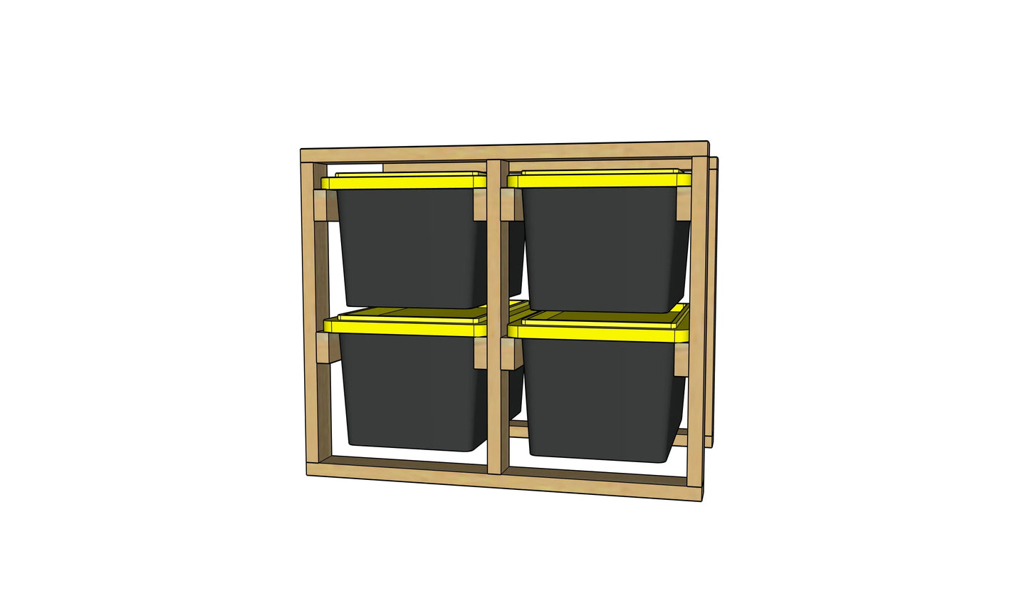 4 Tote Rack - 2 Column / 2 Row - Overall Dimensions: 35.500 H x 47.000 W x 30.250 D inches