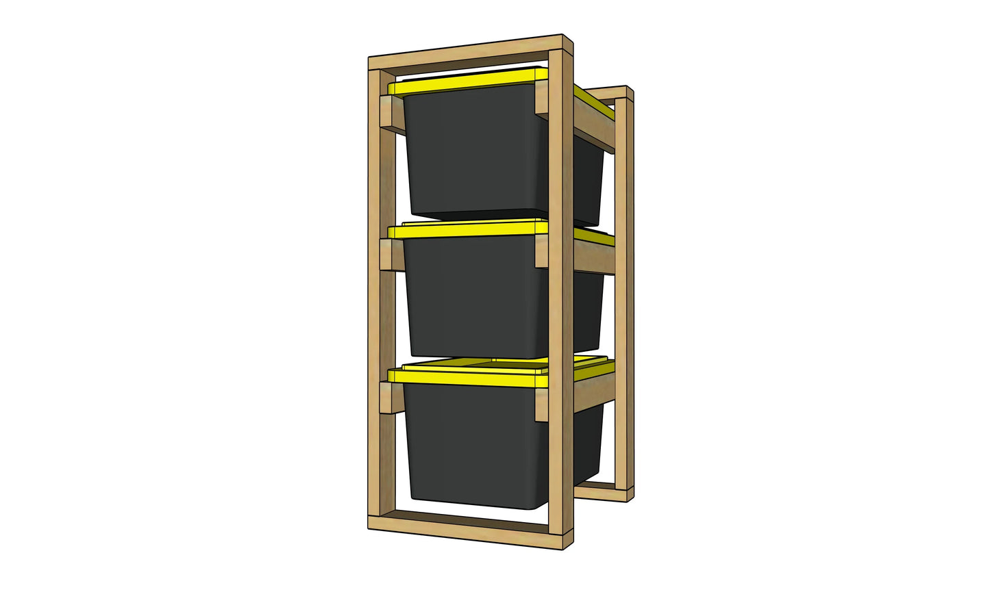 3 Tote Rack - 1 Column / 3 Row - Overall Dimensions: 51.250 H x 24.250 W x 30.250 D inches