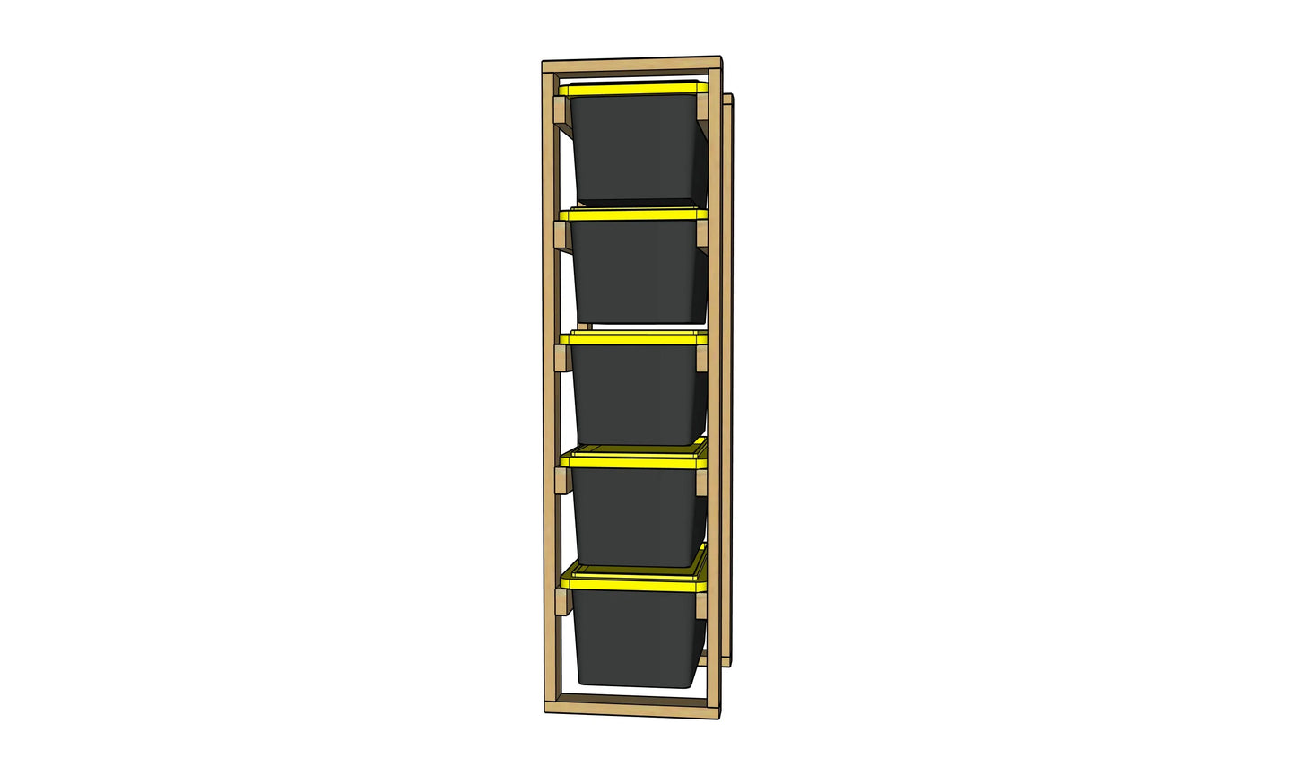 5 Tote Rack - 1 Column / 5 Row - Overall Dimensions: 82.750 H x 24.250 W x 30.250 D inches