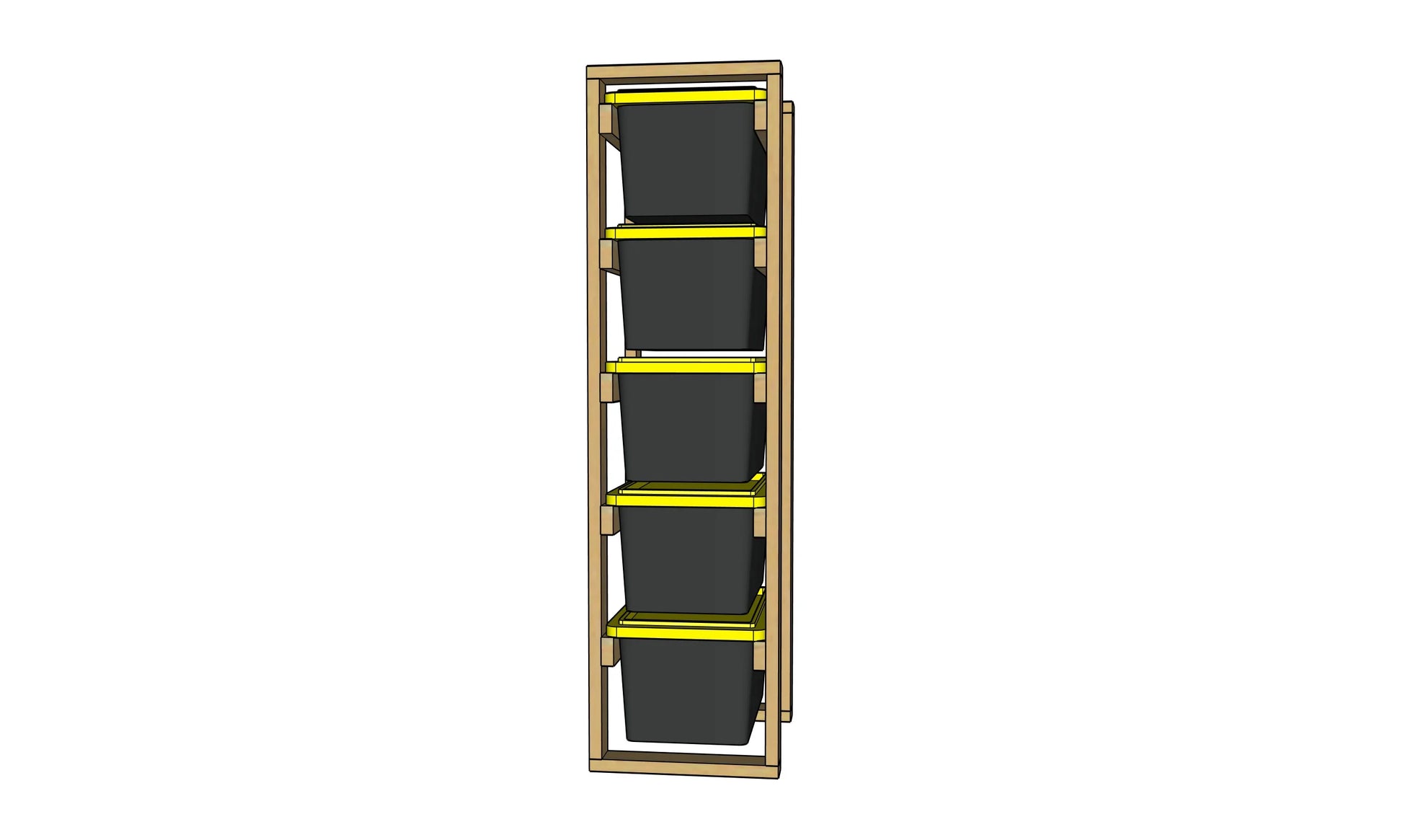 5 Tote Rack - 1 Column / 5 Row - Overall Dimensions: 82.750 H x 24.250 W x 30.250 D inches