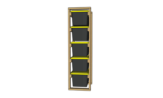 5 Tote Rack - 1 Column / 5 Row - Overall Dimensions: 82.750 H x 24.250 W x 30.250 D inches