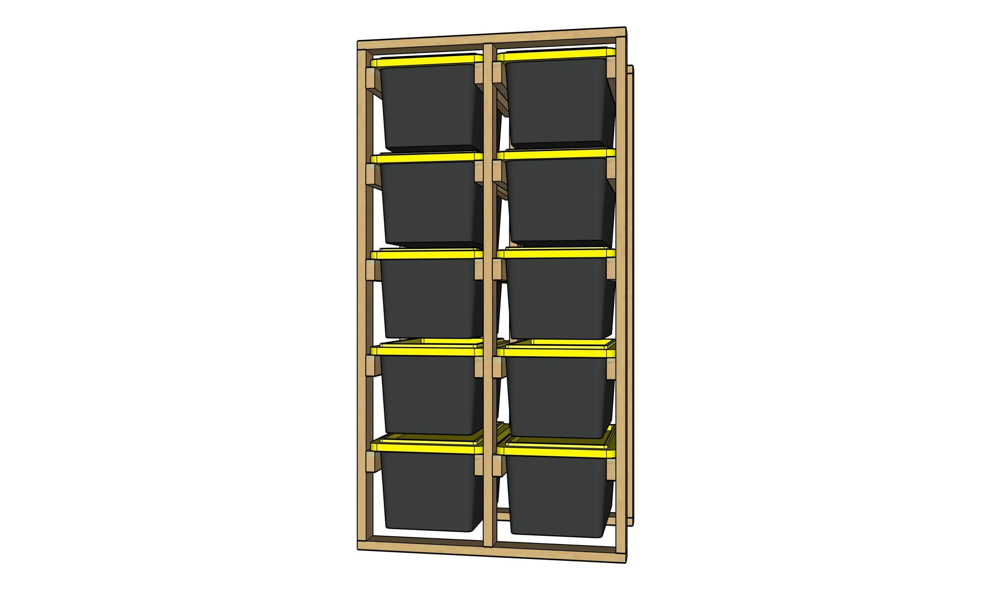 10 Tote Rack - 2 Column / 5 Row - Overall Dimensions: 82.750 H x 47.000 W x 30.250 D inches