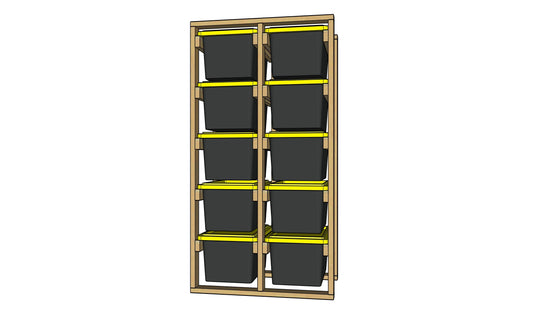 10 Tote Rack - 2 Column / 5 Row - Overall Dimensions: 82.750 H x 47.000 W x 30.250 D inches