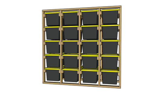 20 Tote Rack - 4 Column / 5 Row - Overall Dimensions: 82.750 H x 92.500 W x 30.250 D inches